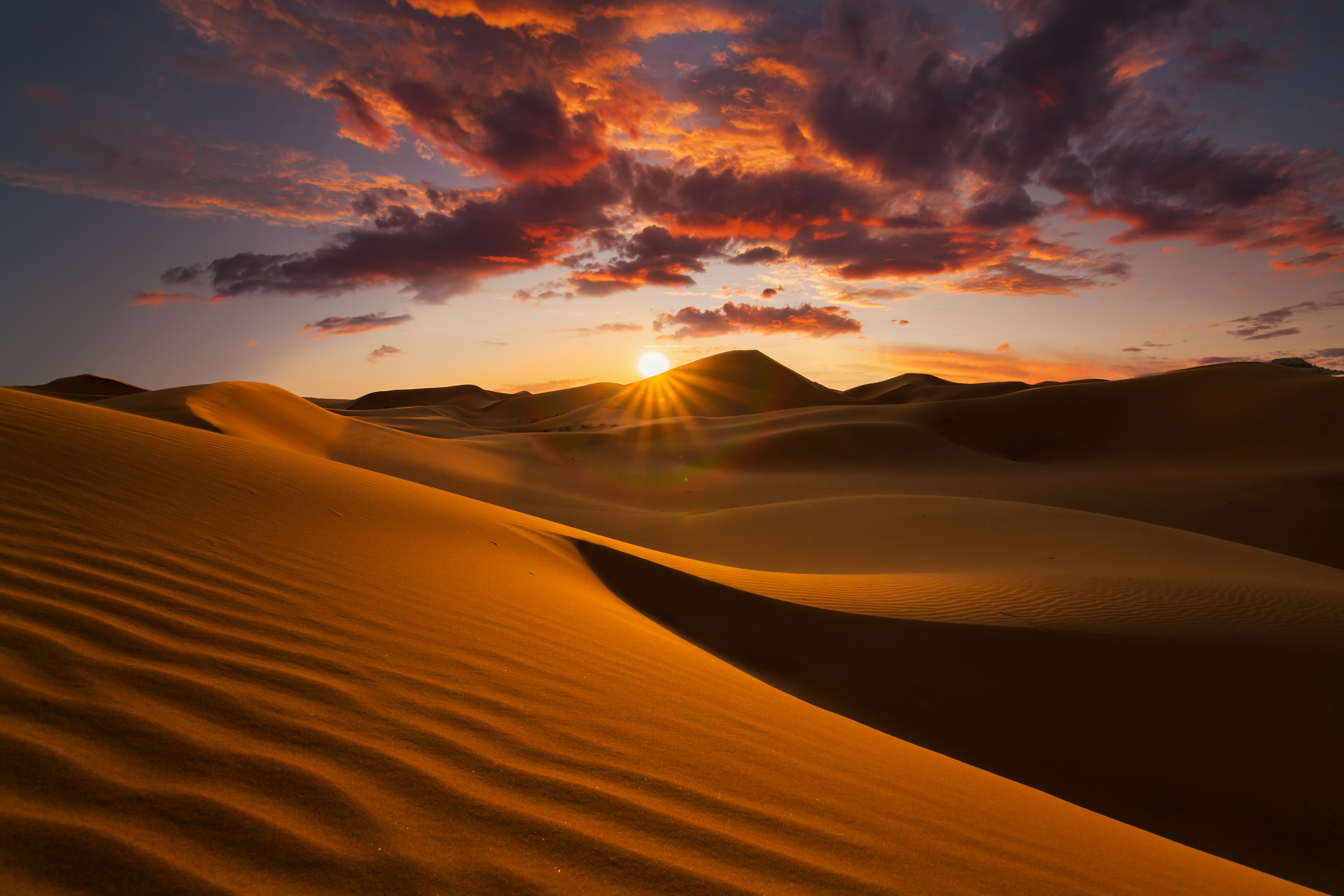 Beautiful sand dunes in the Sahara desert.